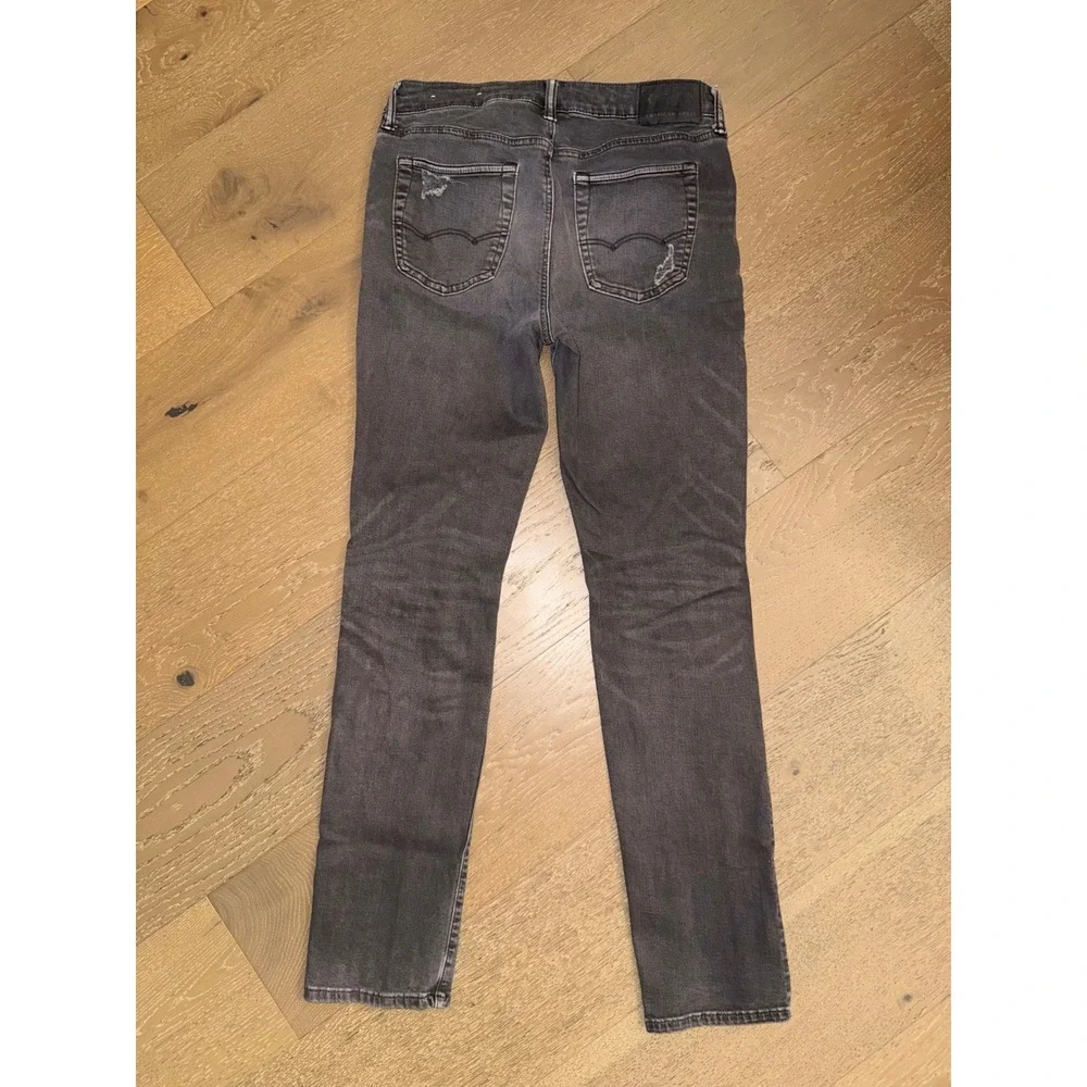 American Eagle Next Level Flex‎ Slim Distressed Black Jeans 32x34 Ripped Denim